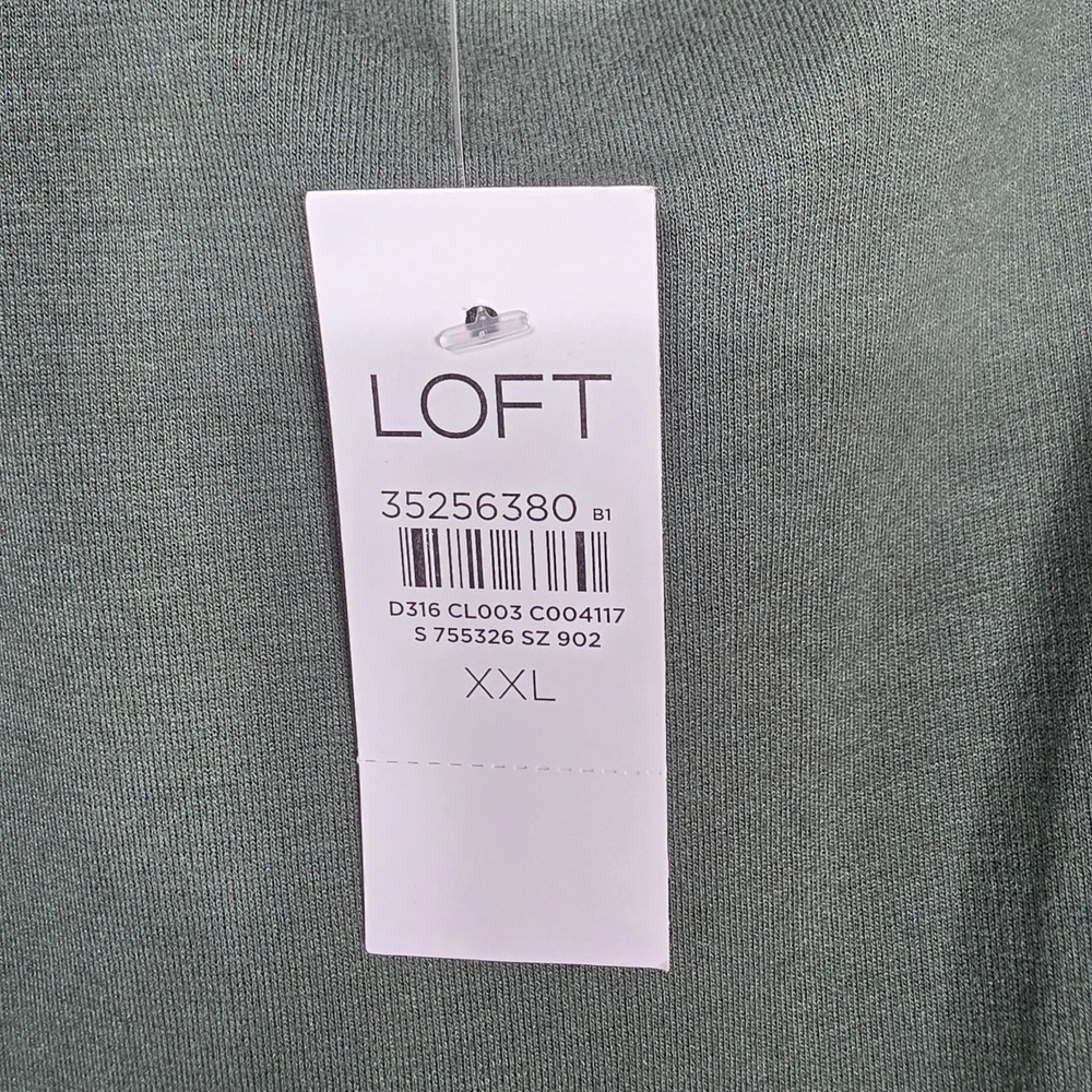 LOFT Puff Sleeve Knit Dress Sz 2‎ X Dark Green Casual Tunic - Picture 6 of 9